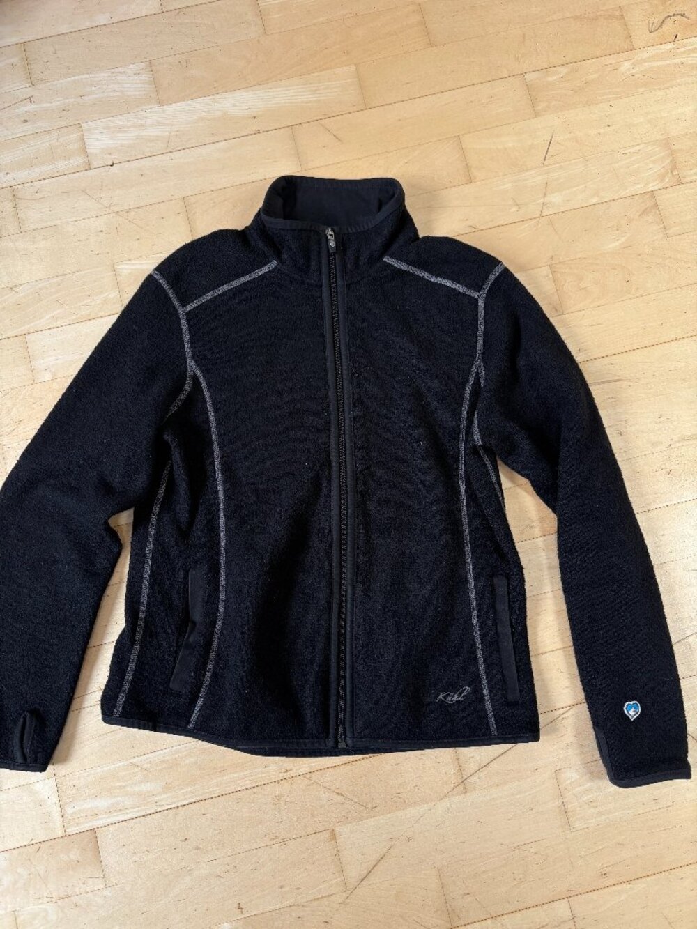 Kuhl Alfpaca Fleece Jacket Womens Medium Black Full Zip Outdoor Hiking Casual